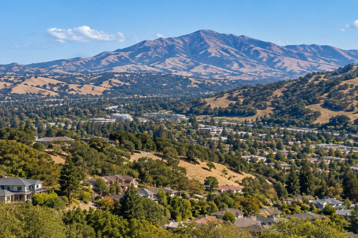 Illustrative view of Mount Diablo and neighborhoods in Contra Costa County