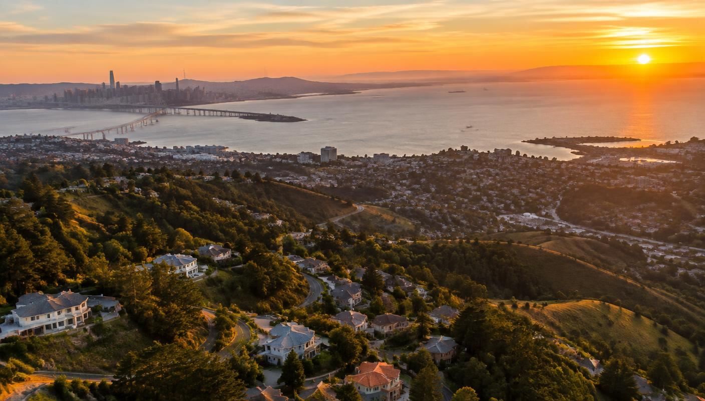 East Bay hills and neighborhoods overlooking San Francisco Bay